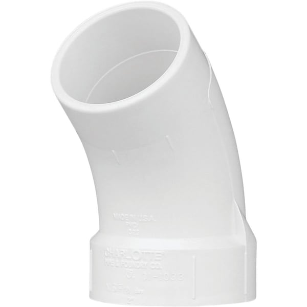 Charlotte Pipe And Foundry 2 In. Schedule 40 45 Deg. DWV PVC Street Elbow 1/8 Bend PVC 00323 1000HA - main